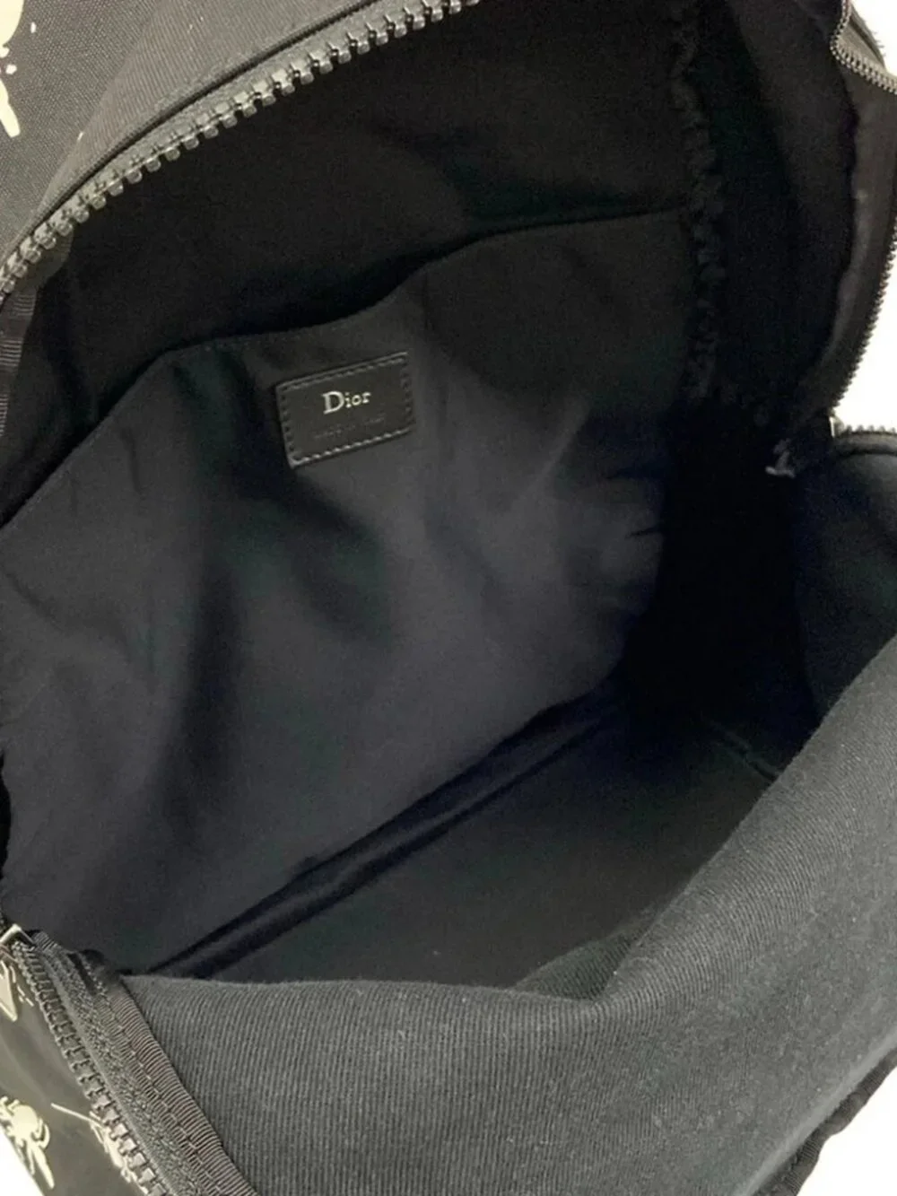 Dior HOMME 1PEBA064 Black White Red Nylon Leather Backpack